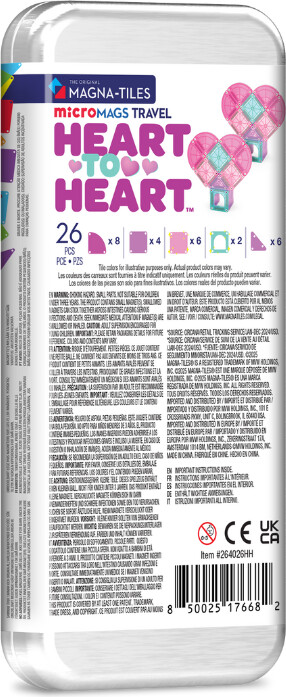 Magna-Tiles - Hjerte Til Hjerte Rejsesæt - Micromags 26 Dele