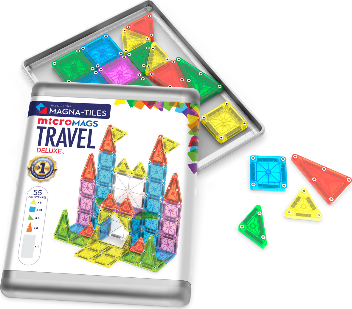 Magna-Tiles Micromags - Deluxe Rejsesæt I Æske - 55 Dele