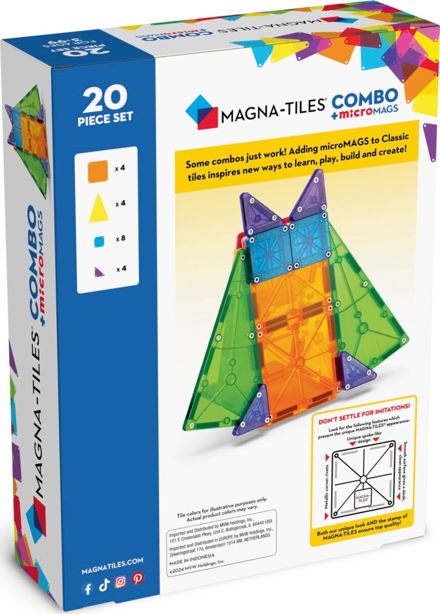 Magna-Tiles - Combo Micromags - 20 Dele