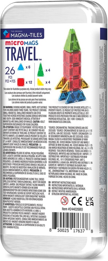 Magna-Tiles - Micromags Rejsesæt - 26 Dele