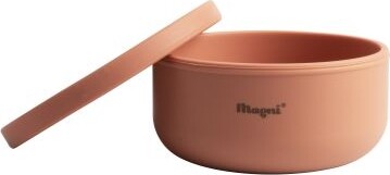 Magni - Silikone Skål Med Låg Til Børn - Terra Cotta