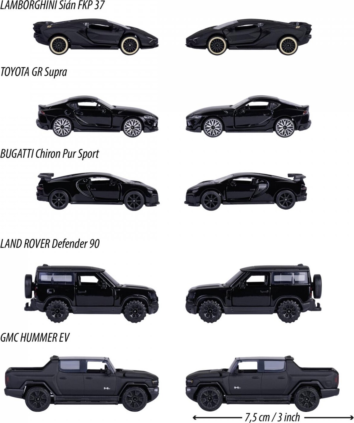 Majorette - Black Edition 5 Biler Gaveæske