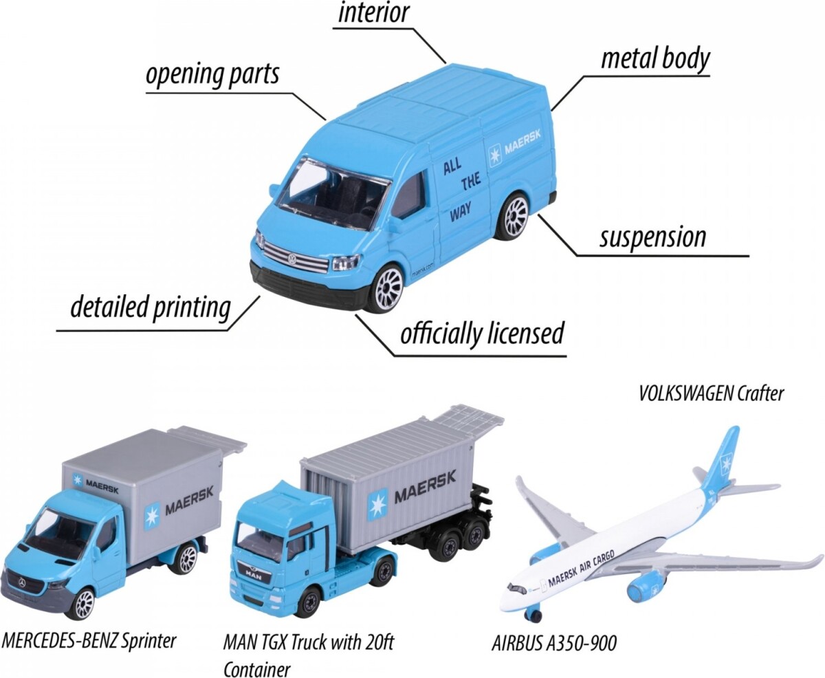 Majorette - Maersk Logistic Køretøjer Gaveæske - 4 Stk