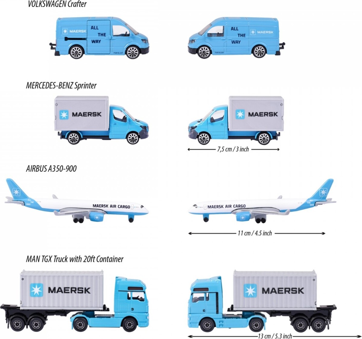 Majorette - Maersk Logistic Køretøjer Gaveæske - 4 Stk