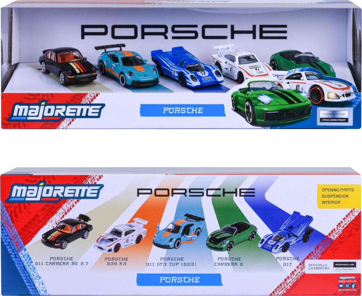 Majorette - Porsche 5 Stk Gaveæske
