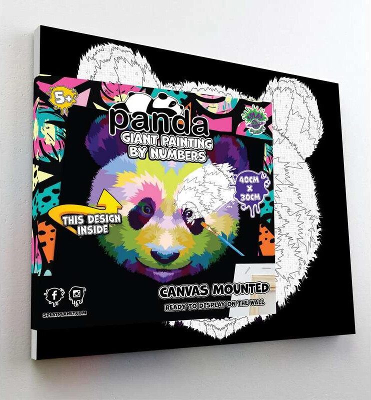 Mal Efter Tal - Lærred - Panda - 40X30 Cm