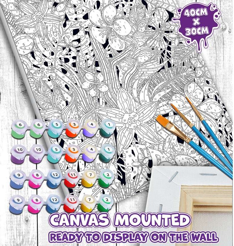 Mal Efter Tal På Lærred - 30X40 Cm - Sommer - Splat