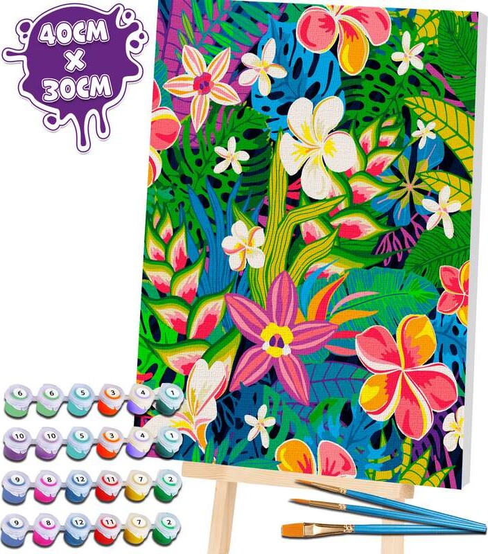 Mal Efter Tal På Lærred - 30X40 Cm - Sommer - Splat