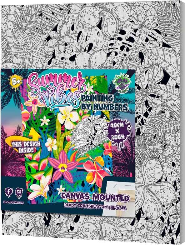 Mal Efter Tal På Lærred - 30X40 Cm - Sommer - Splat