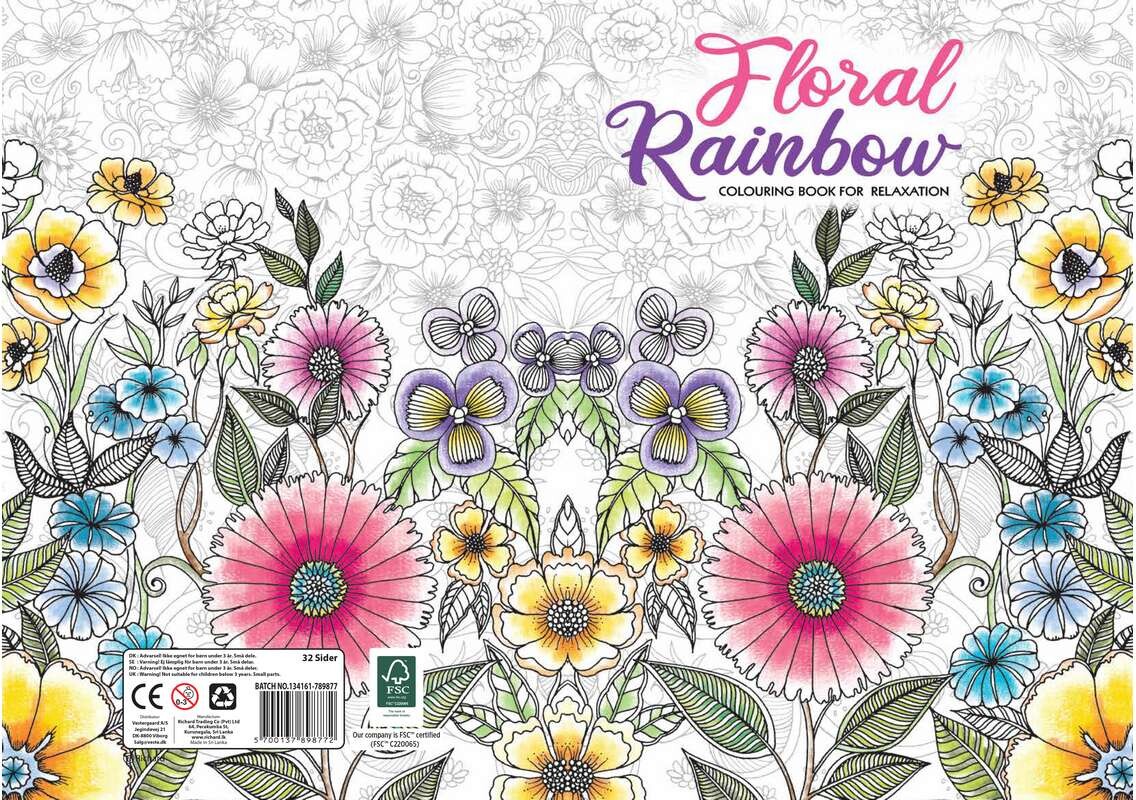 Malebog A4 Floral Rainbow 32 Sider