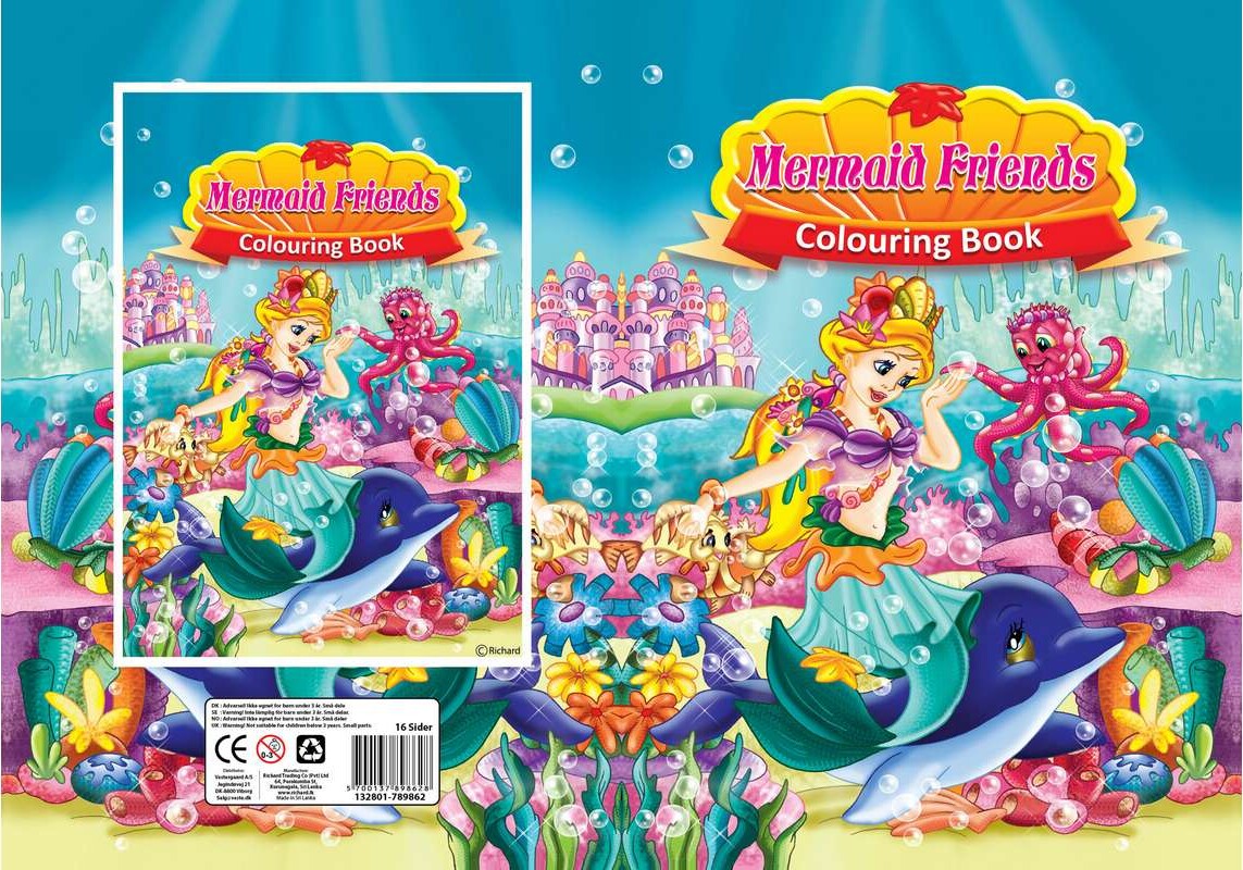 Malebog A4 Mermaid Friends 16 Sider