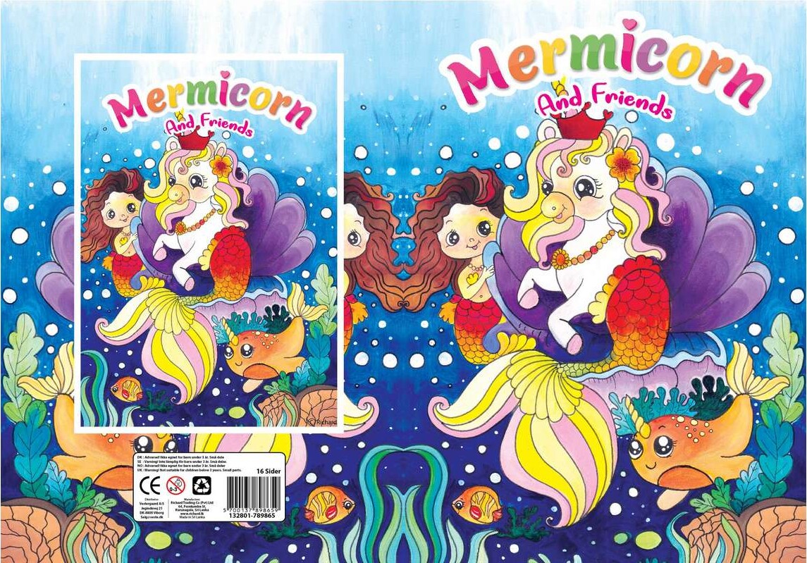 Malebog A4 Mermicorn 16 Sider