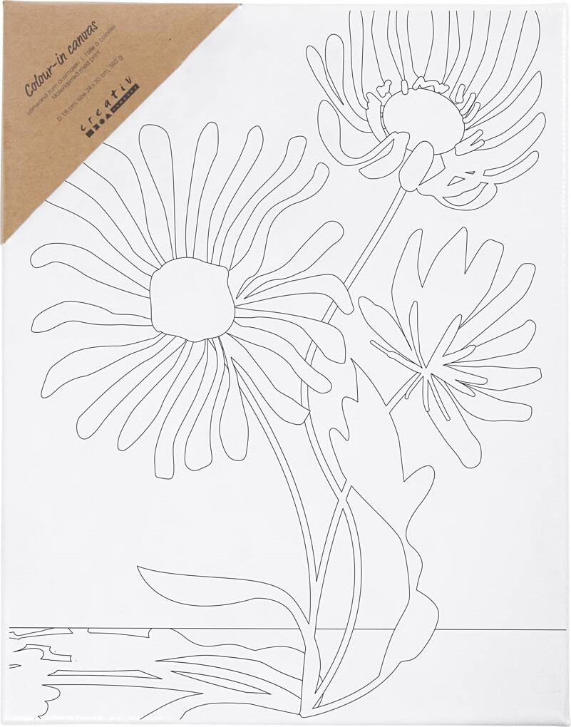 Malerlærred Med Print - Store Blomster - D 1 6 Cm - Str 24X30 Cm - 360 G -