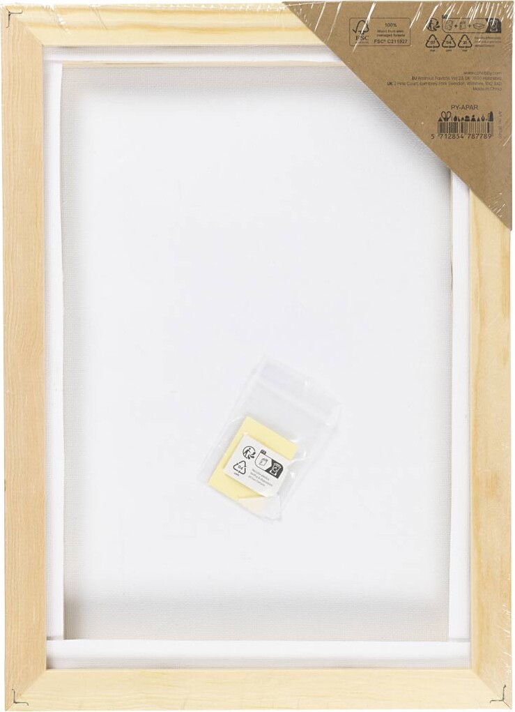 Malerlærred Med Træramme - A4 - Str 21X29 7 Cm - 280 G - Hvid - 1 Stk