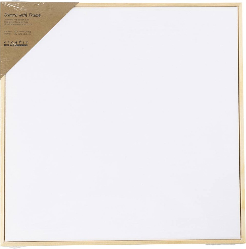 Malerlærred Med Træramme - Str 30X30 Cm - 280 G - Hvid - 1 Stk