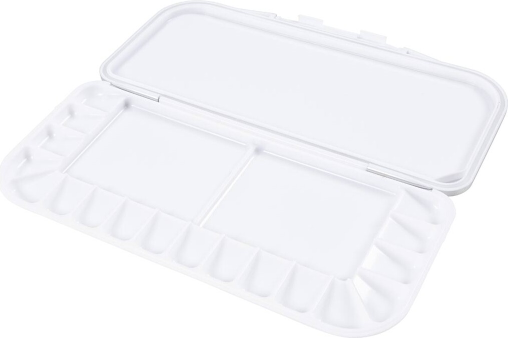 Malerpalette Med Låg - Str 27X12 7X2 3 Cm - Sølv - Hvid - 1 Stk