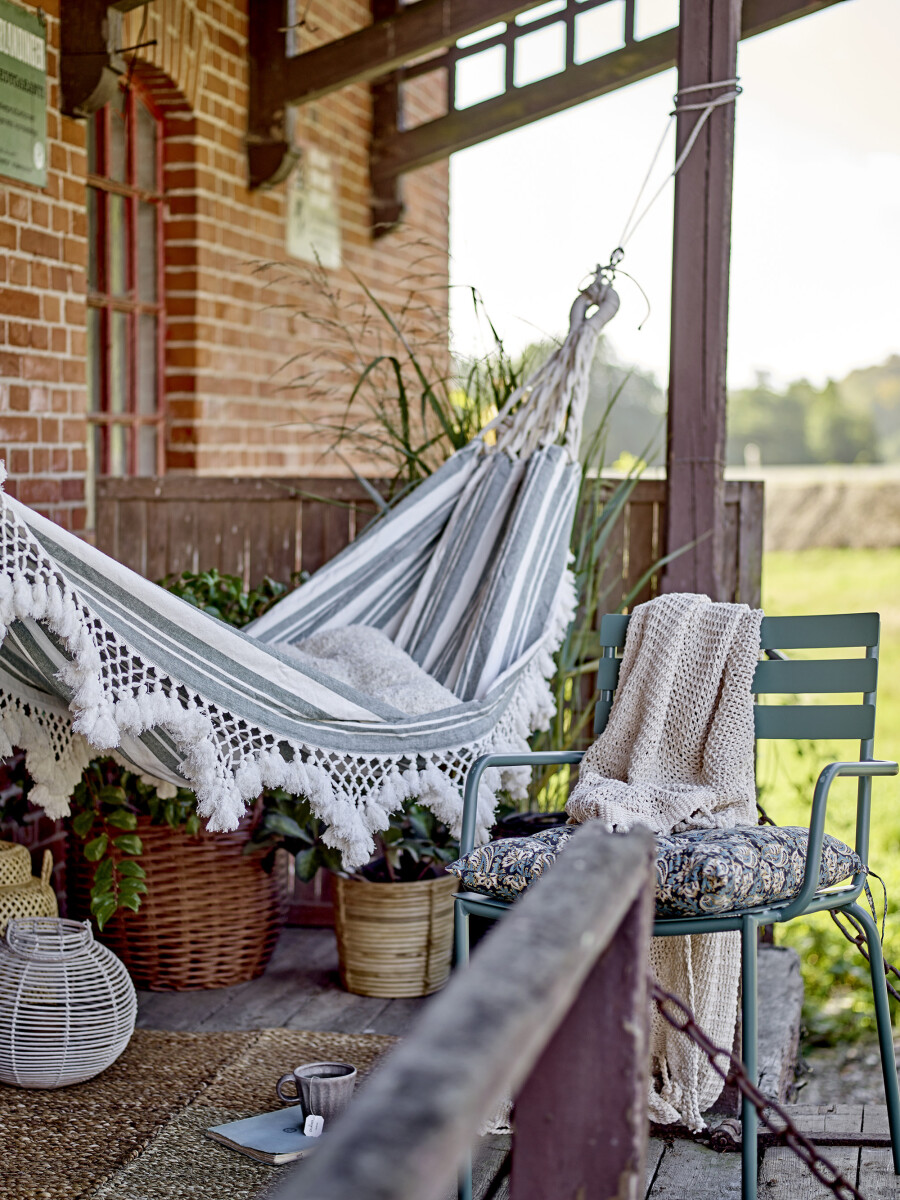 Bloomingville - Malua Lanterne Med Glas - Flet - Hvid - Rattan Plast