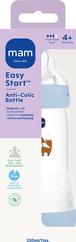 Mam - Easy Start Anti-Colic Flaske - Blå - 320Ml