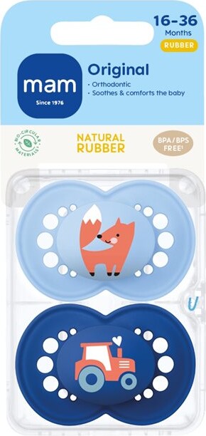 Mam - Orig 16-36M Nat Rub 2P Box V - Blue - 16-36 Months