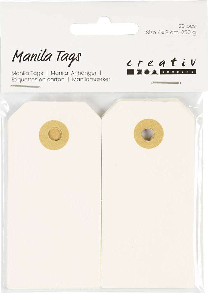 Manilamærker - Str 4X8 Cm - 250 G - Creme - 20 Stk