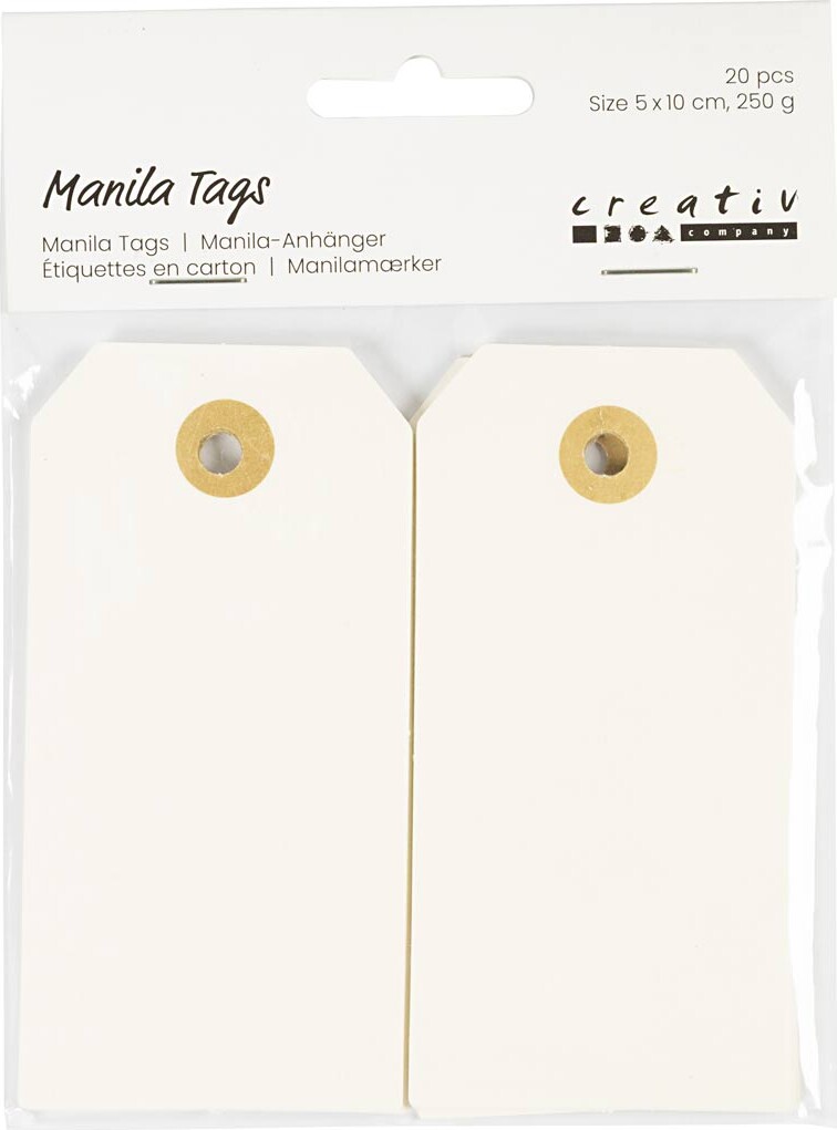 Manilamærker - Str 5X10 Cm - 250 G - Creme - 20 Stk
