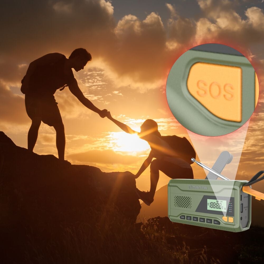 Nødradio - Håndsving Og Solcelle - Med Powerbank - Usb