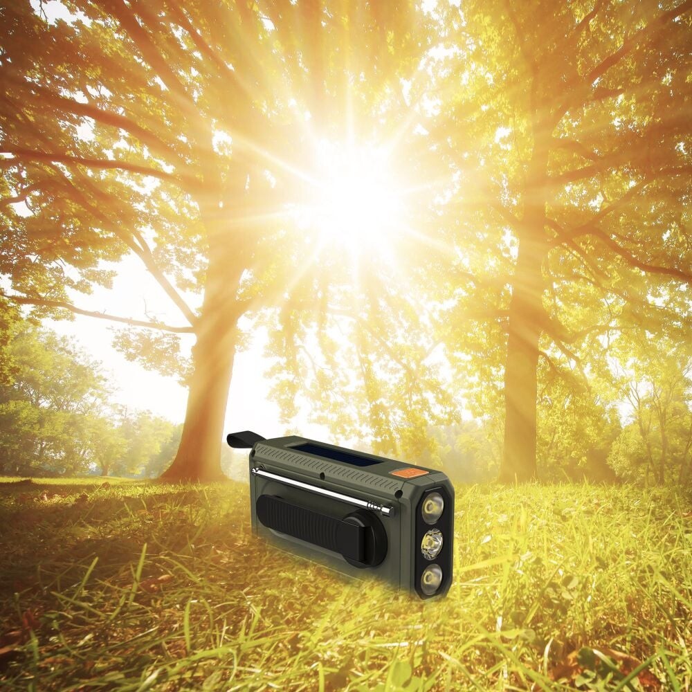 Nødradio - Håndsving Og Solcelle - Med Powerbank - Usb