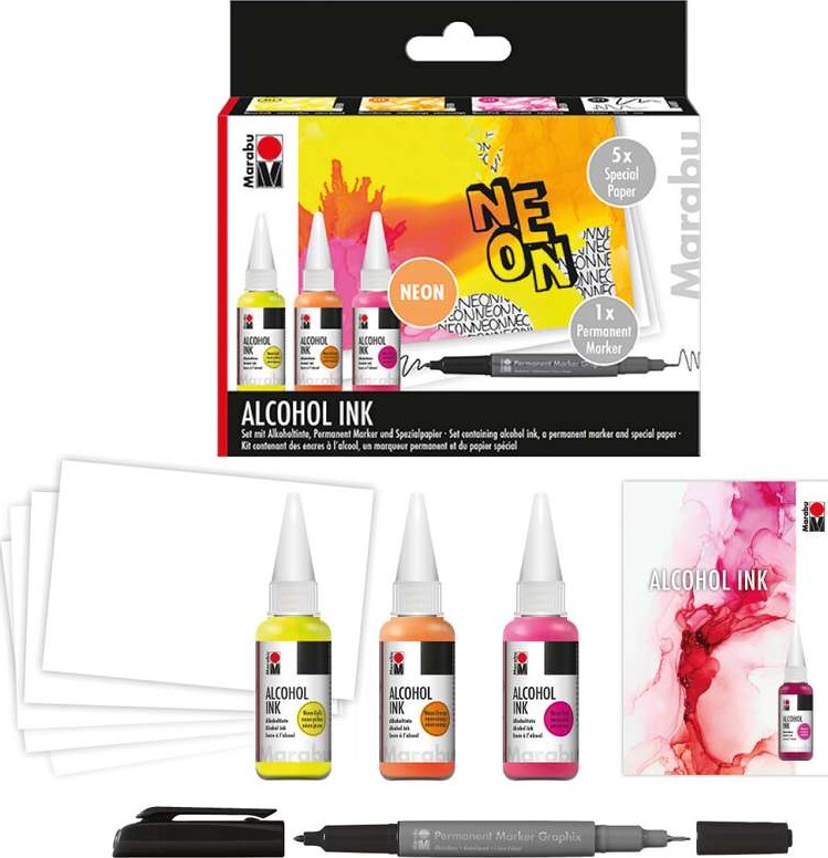 Marabu - Alcohol Ink Sæt - Neon - 3X20 Ml
