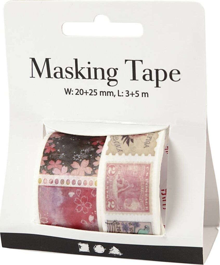 Masking Tape - Frimærke- Og Blomstermotiver - L 3 5 M - B 20 25 Mm - 2