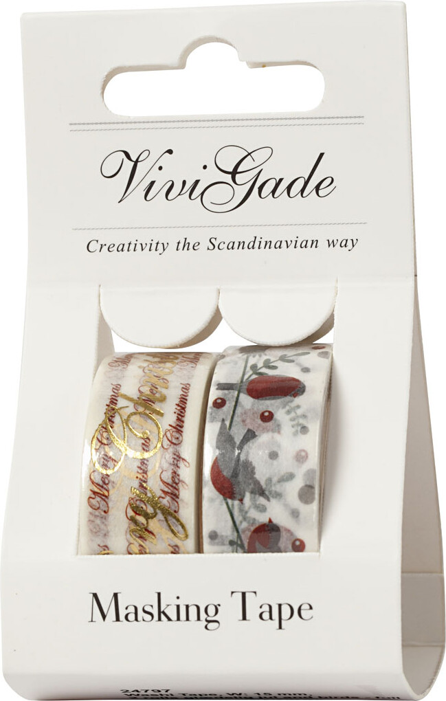 Masking Tape - Glædelig Jul Og Fugle - Folie - B 15 Mm - 2X4 M