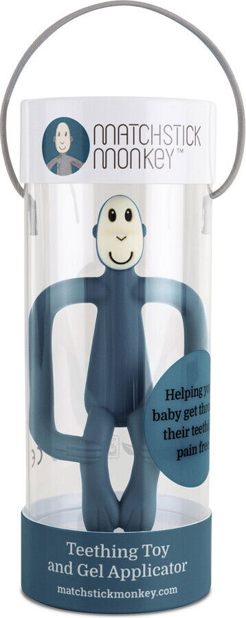Matchstick Monkey - Teething Toy And Gel Applicator - Airforce Blå