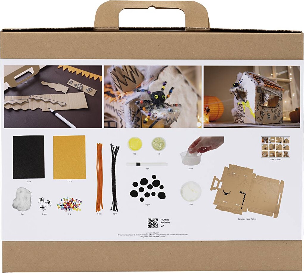 Maxi Diy Kit Dekoration - Halloween Hus - Sort - Lys Brun - Orange - 1Pk