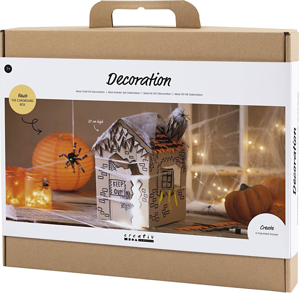 Maxi Diy Kit Dekoration - Halloween Hus - Sort - Lys Brun - Orange - 1Pk