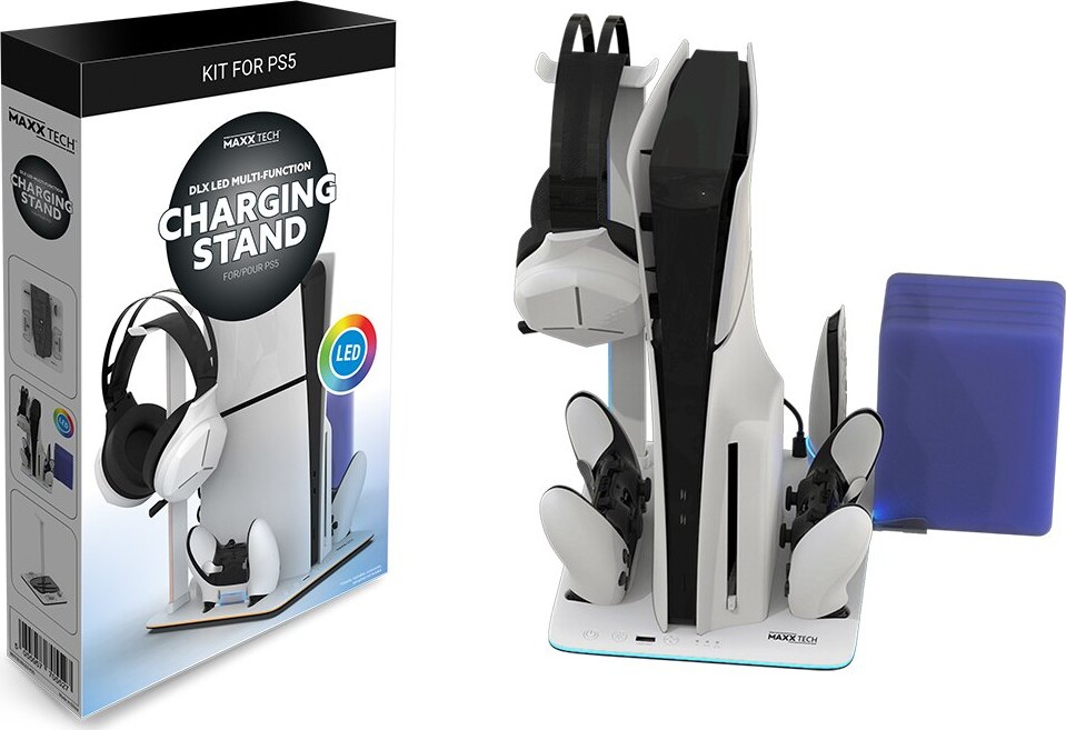 Maxx Tech Ps5 Dlx Led Mult-Functional Stand For All Ps5 Consoles
