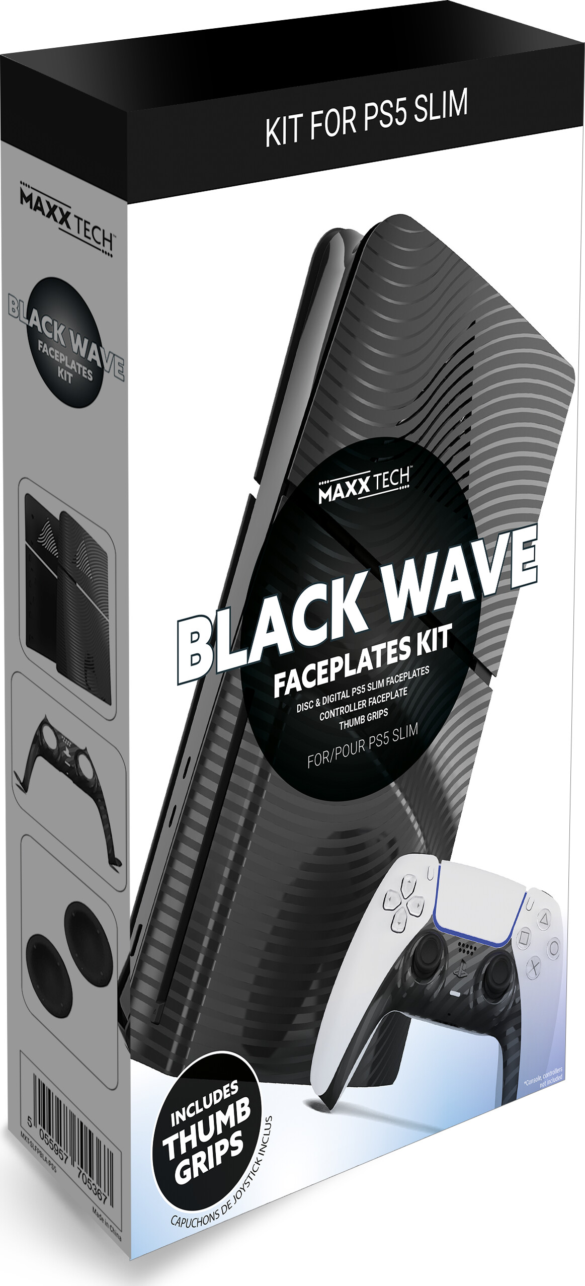 Maxx Tech Ps5 Slim Faceplates Controller Faceplates - Black Wave