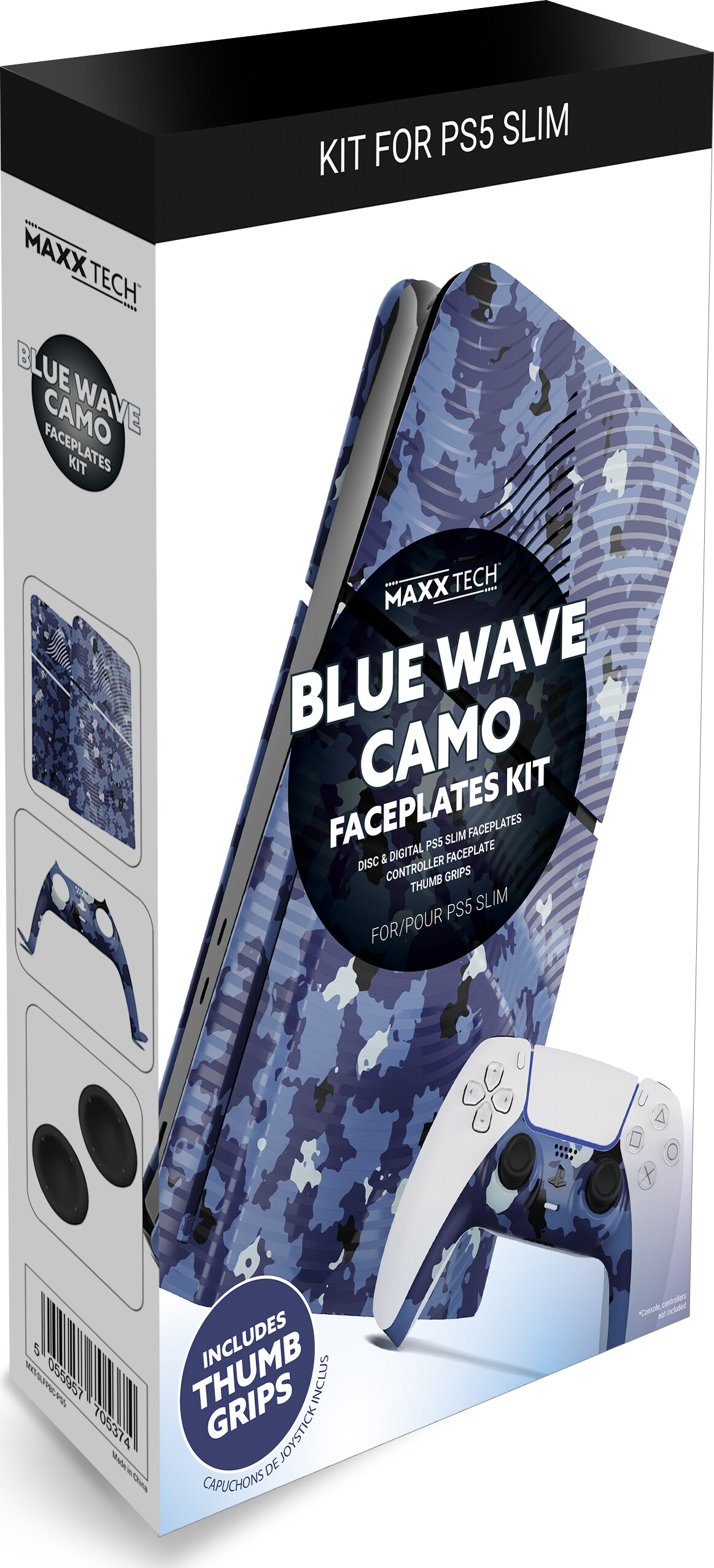 Maxx Tech Ps5 Slim Faceplates Controller Faceplates - Blue Wave Camo
