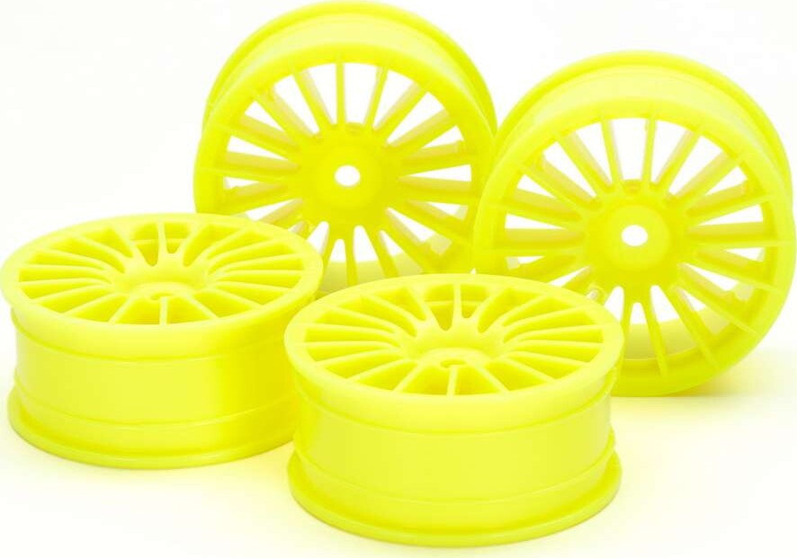 M-N 18-Spoke Wheels 24Mm Offset 0 Yellow 4Pcs - 54852 - Tamiya