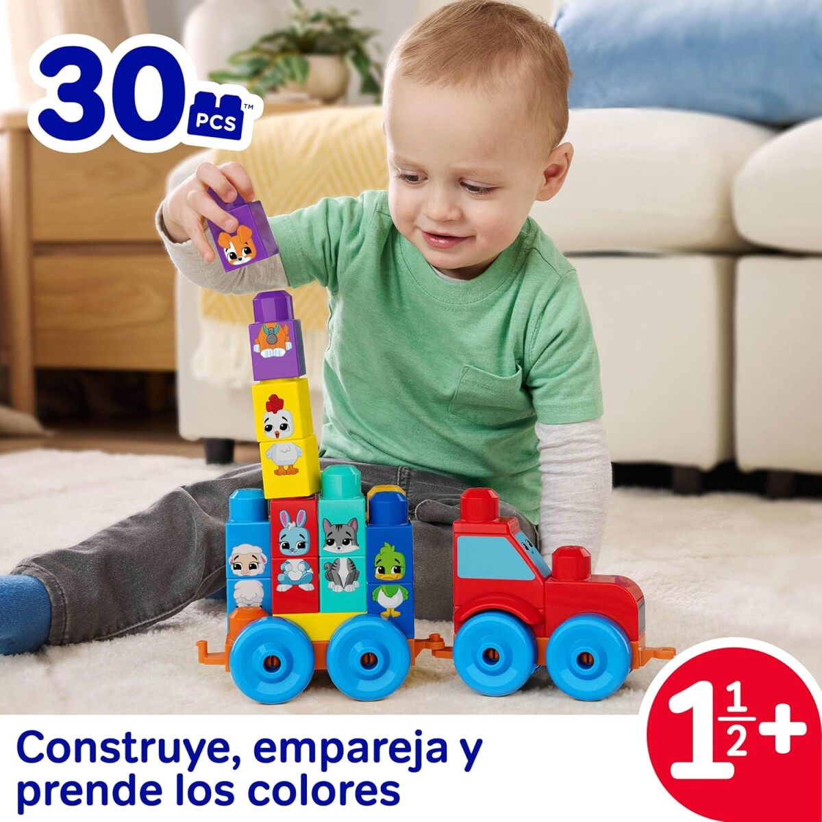 Fisher-Price Mega Bloks - Build Match Animal Tractor - 30 Dele
