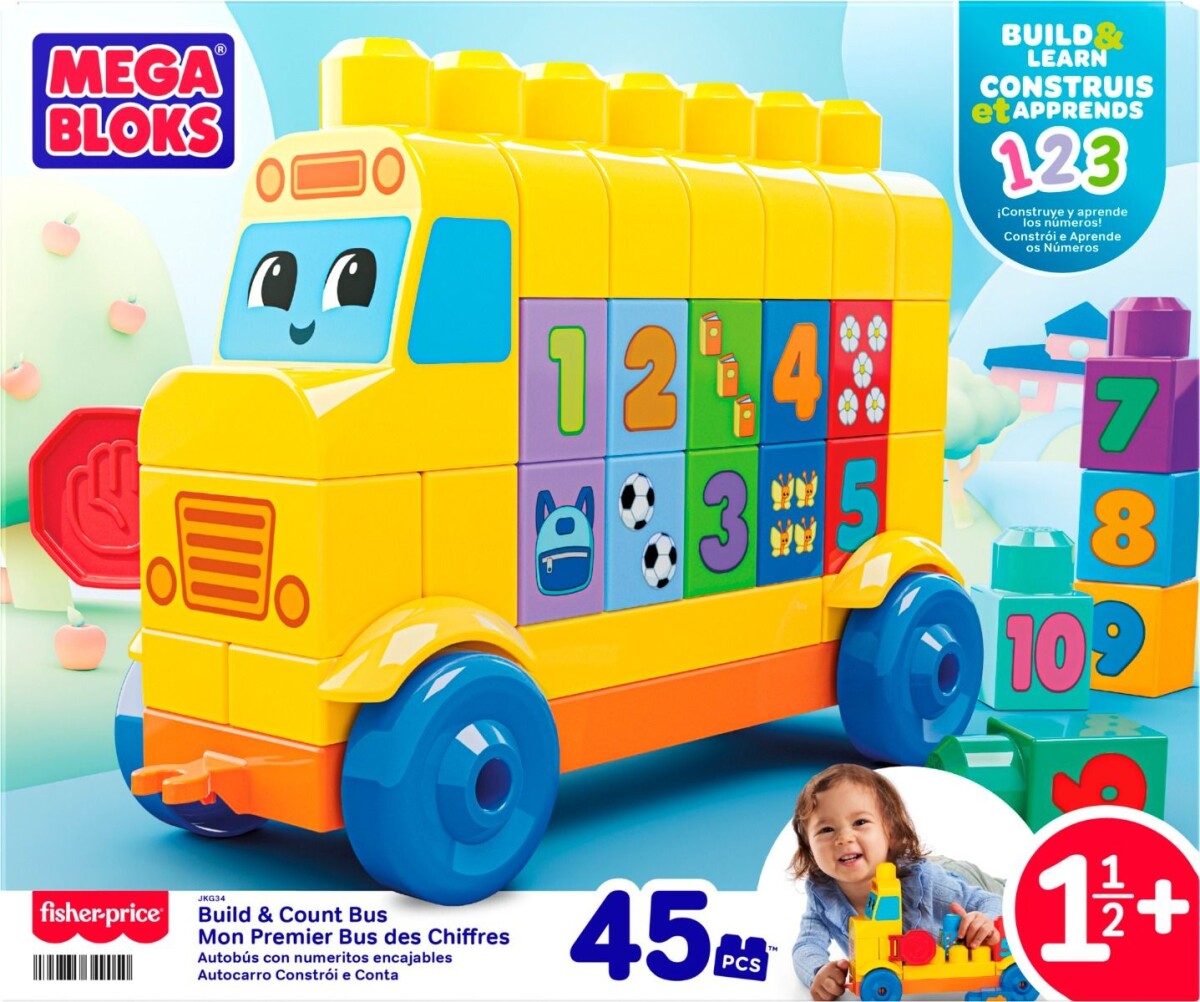 Fisher-Price - Mega Bloks - Build Count Bus - Byg Og Tæl Bus