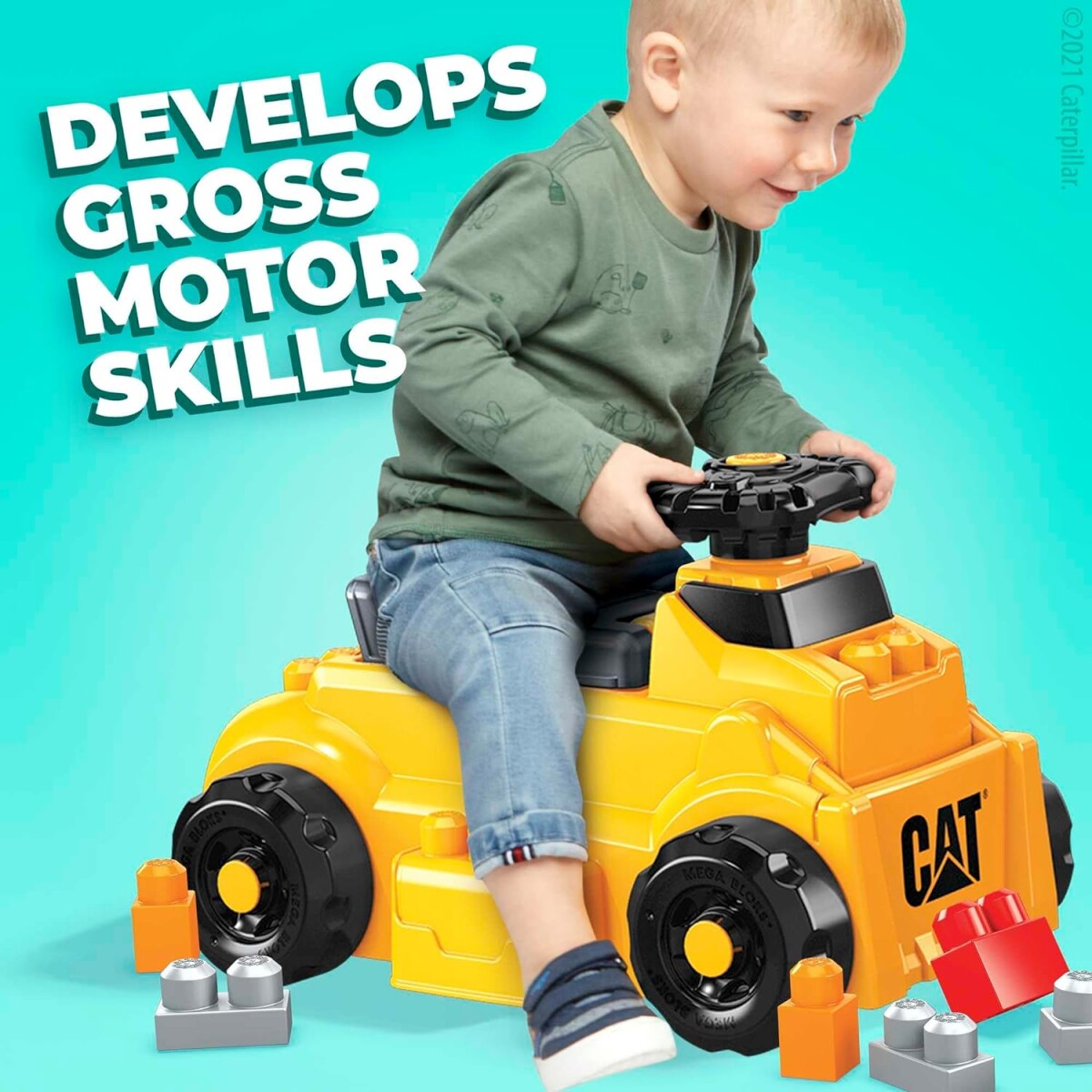 Mega Bloks - Cat Build N Play - Gåbil Med Byggeklodser