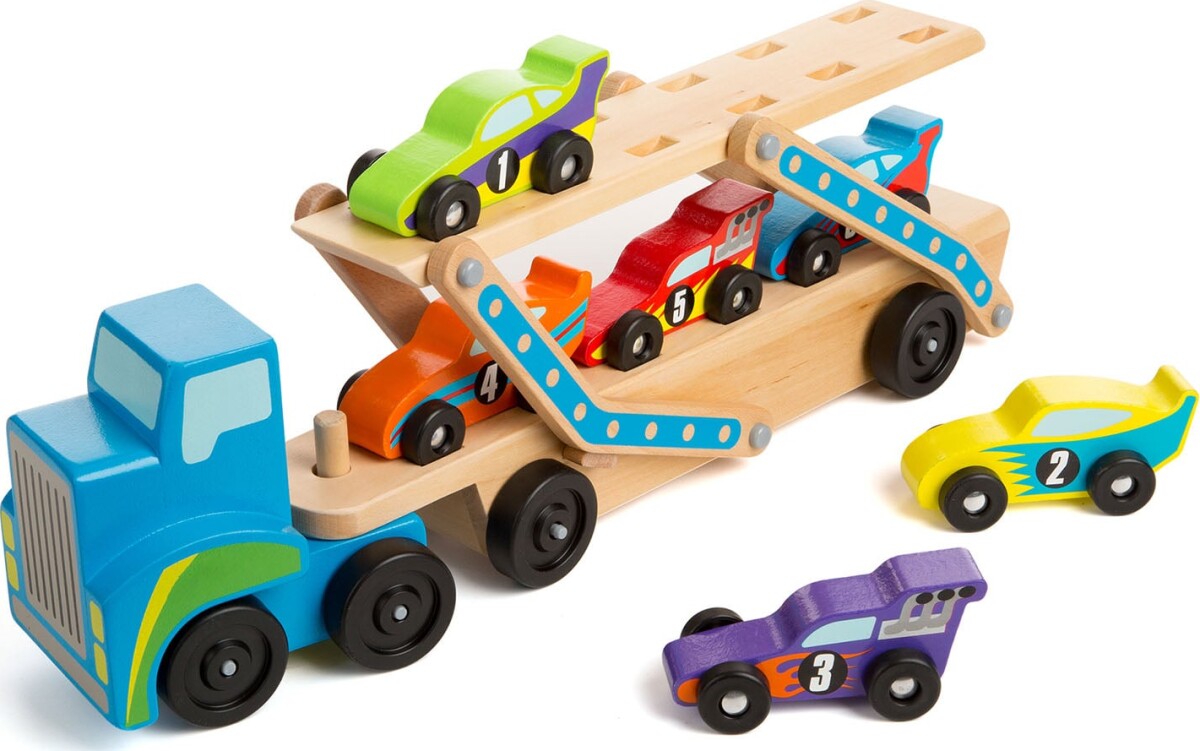 Melissa Doug - Race-Car Carrier - Biltransporter Legesæt I Træ