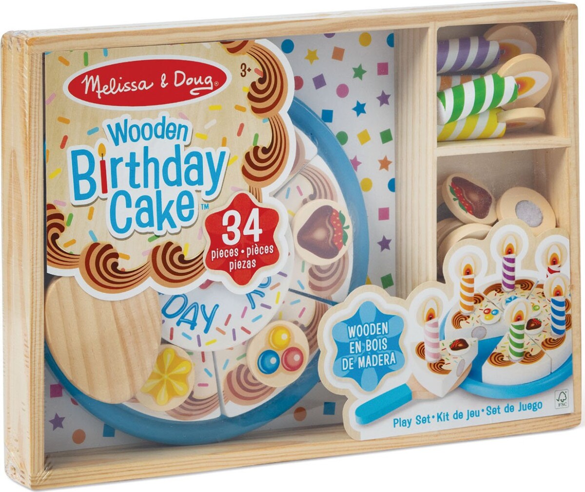 Melissa Doug - Wooden Birthday Cake - Legesæt I 34 Dele