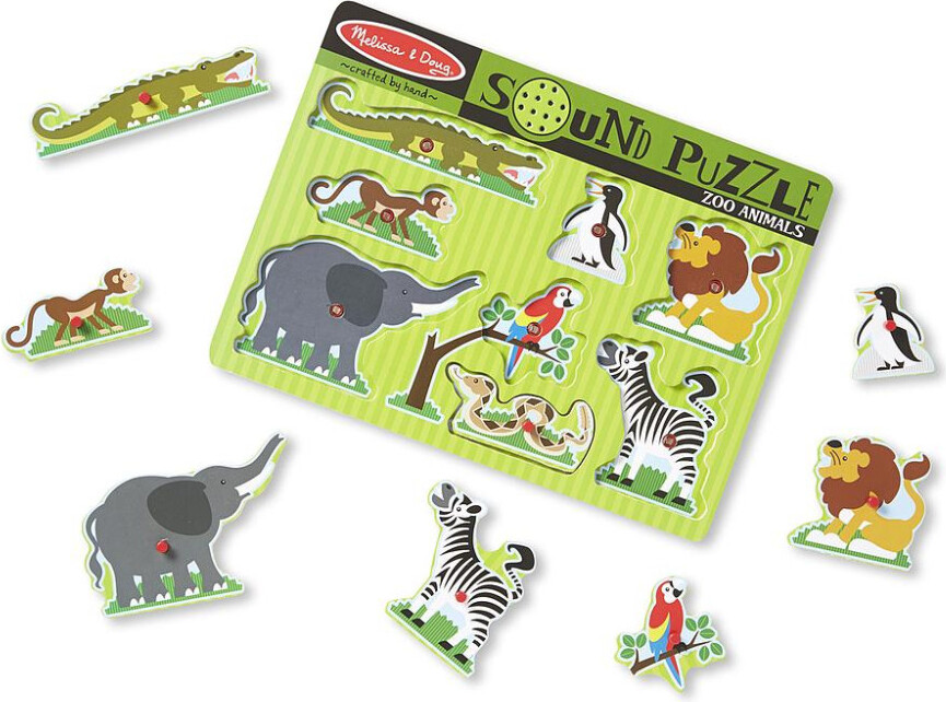Melissa Doug - Puslespil Med Lyd - Zoo - 8 Brikker