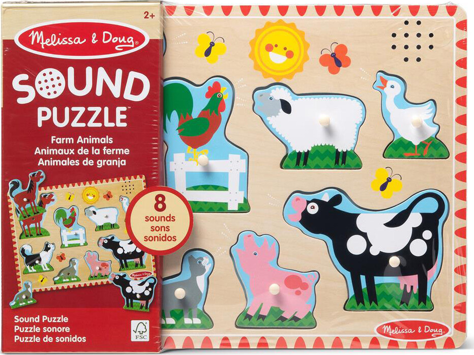 Melissa Doug - Sound Puzzle Farm Animals - Puslespil Med Lyd