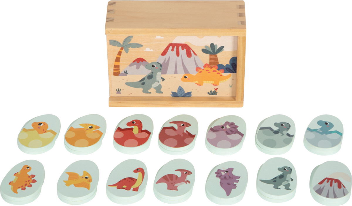Small Foot - Memory Vendespil Til Børn - Dinosaur - 28 Brikker