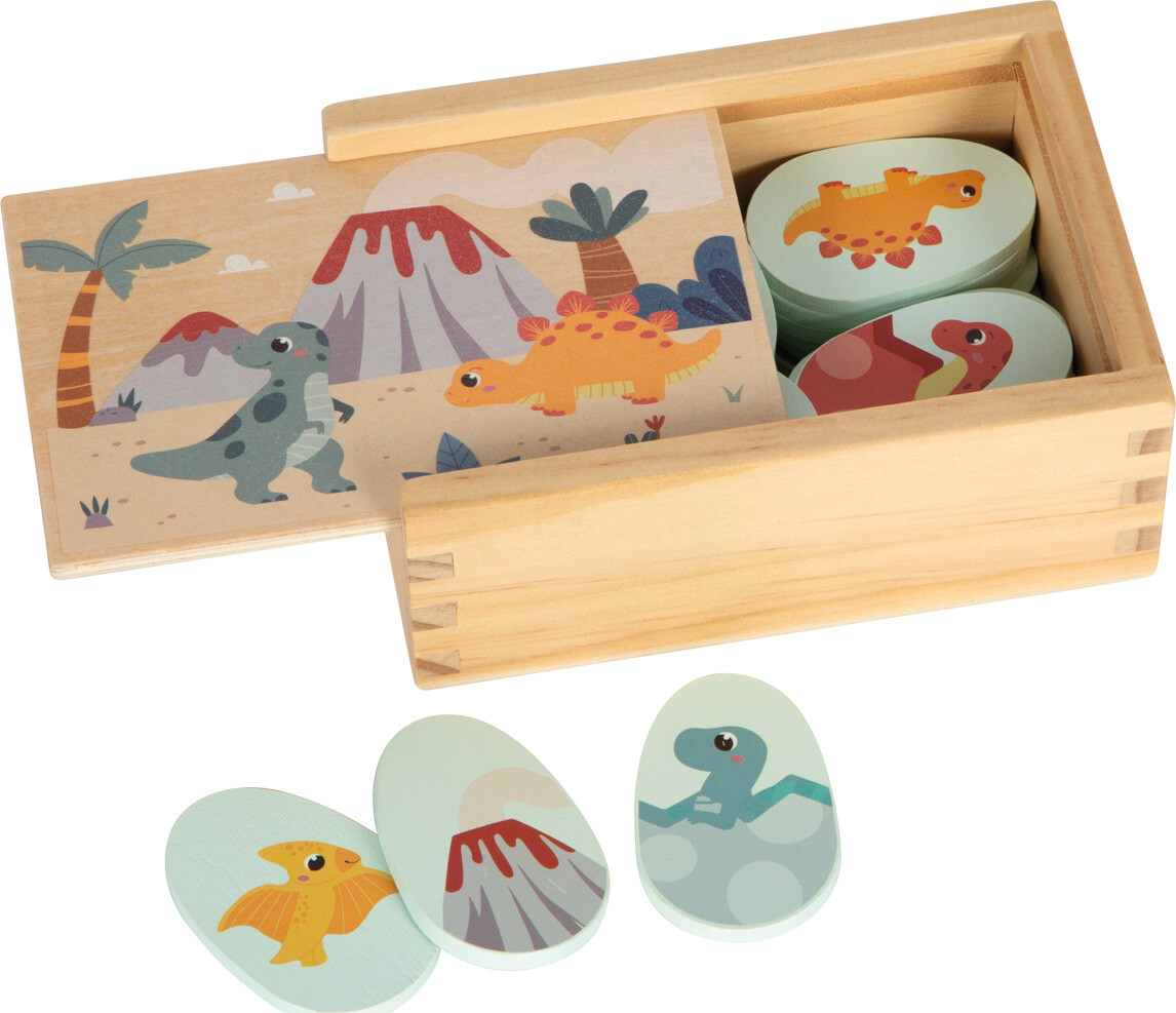 Small Foot - Memory Vendespil Til Børn - Dinosaur - 28 Brikker