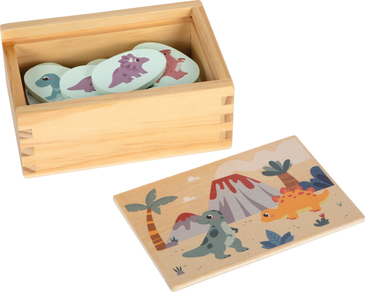 Small Foot - Memory Vendespil Til Børn - Dinosaur - 28 Brikker