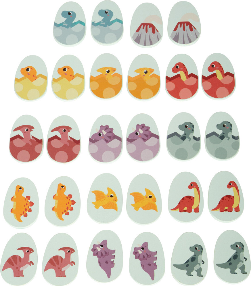 Small Foot - Memory Vendespil Til Børn - Dinosaur - 28 Brikker