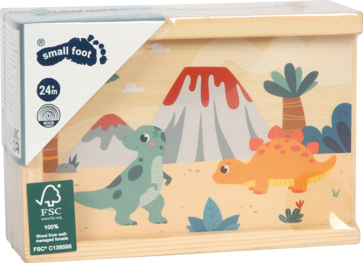 Small Foot - Memory Vendespil Til Børn - Dinosaur - 28 Brikker