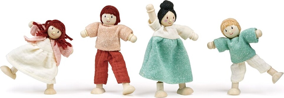 Dukker Til Dukkehus - Familien Honeybunch I Træ - 4 Stk - Mentari